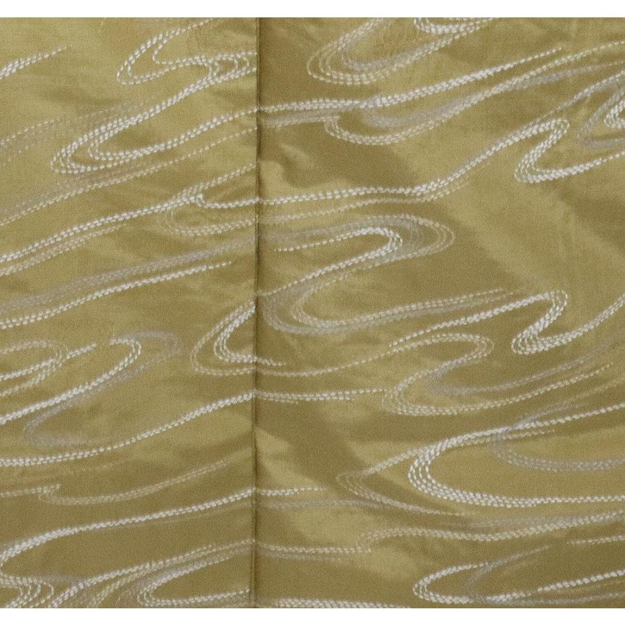 手織り紬 訪問着 袷 正絹 極薄緑 抹茶色 刺し子刺繍 流水 トールサイズ 