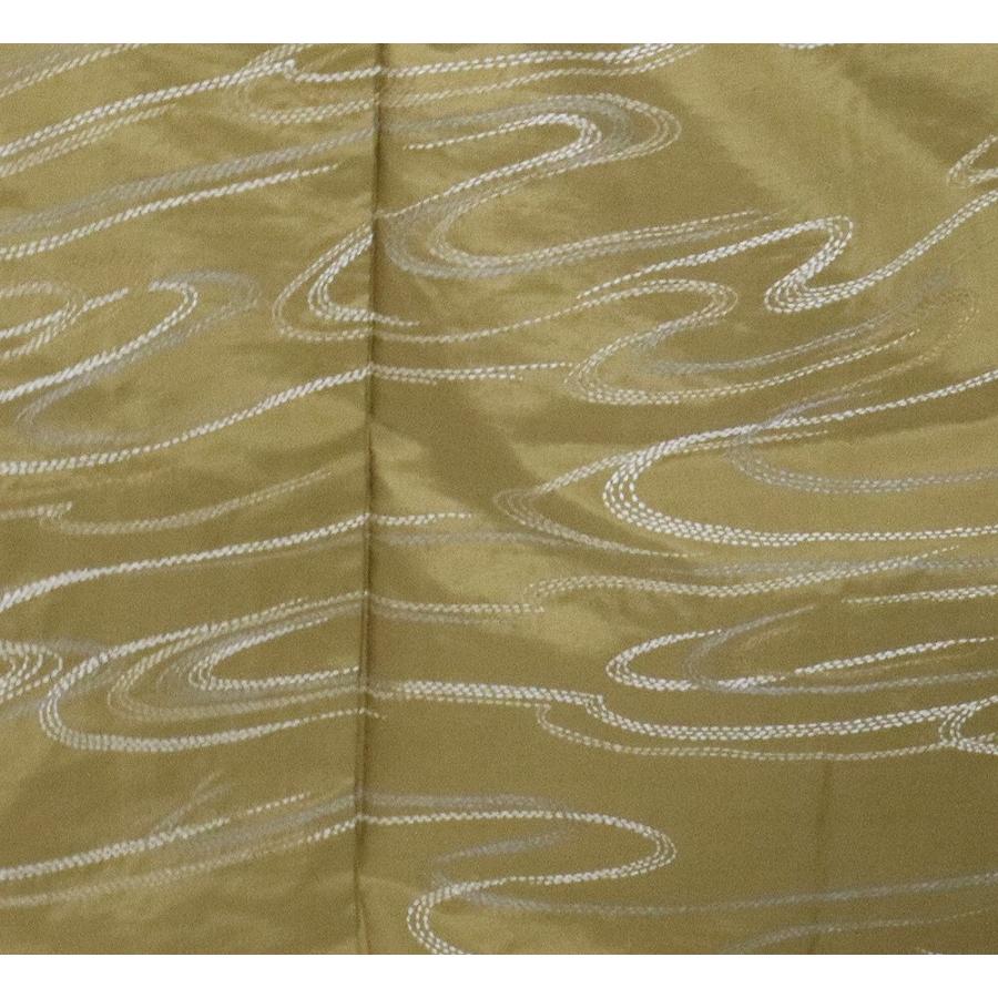 手織り紬 訪問着 袷 正絹 極薄緑 抹茶色 刺し子刺繍 流水 トールサイズ 