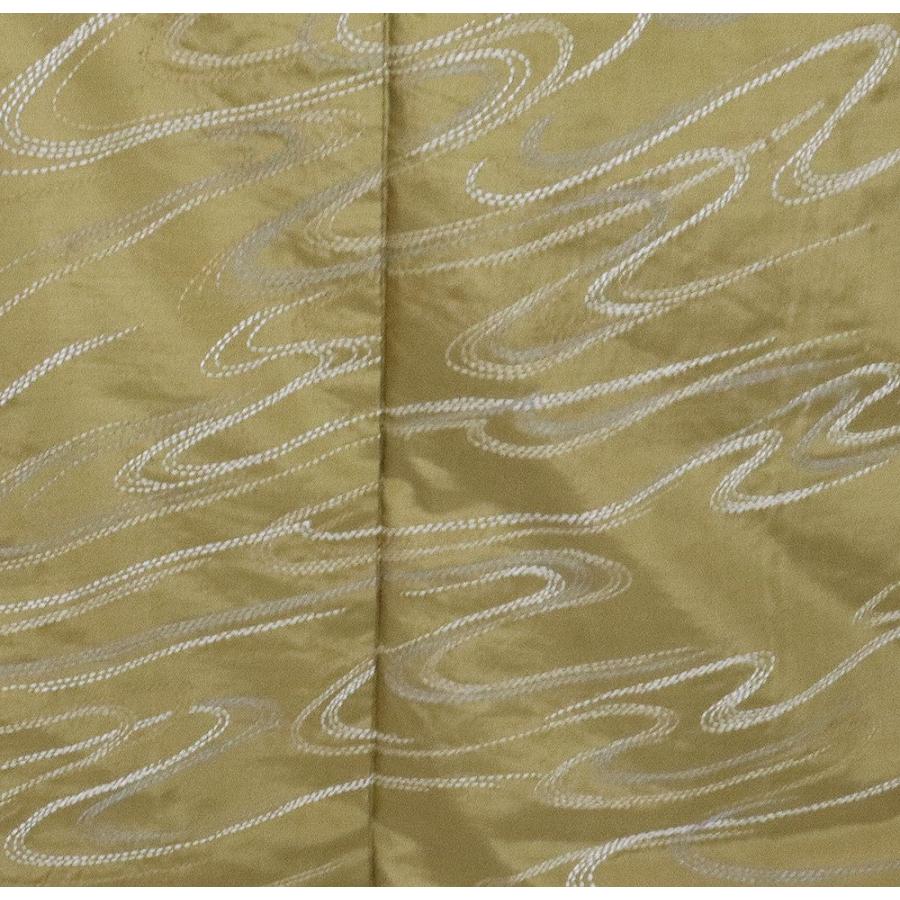 手織り紬 訪問着 袷 正絹 極薄緑 抹茶色 刺し子刺繍 流水 トールサイズ 
