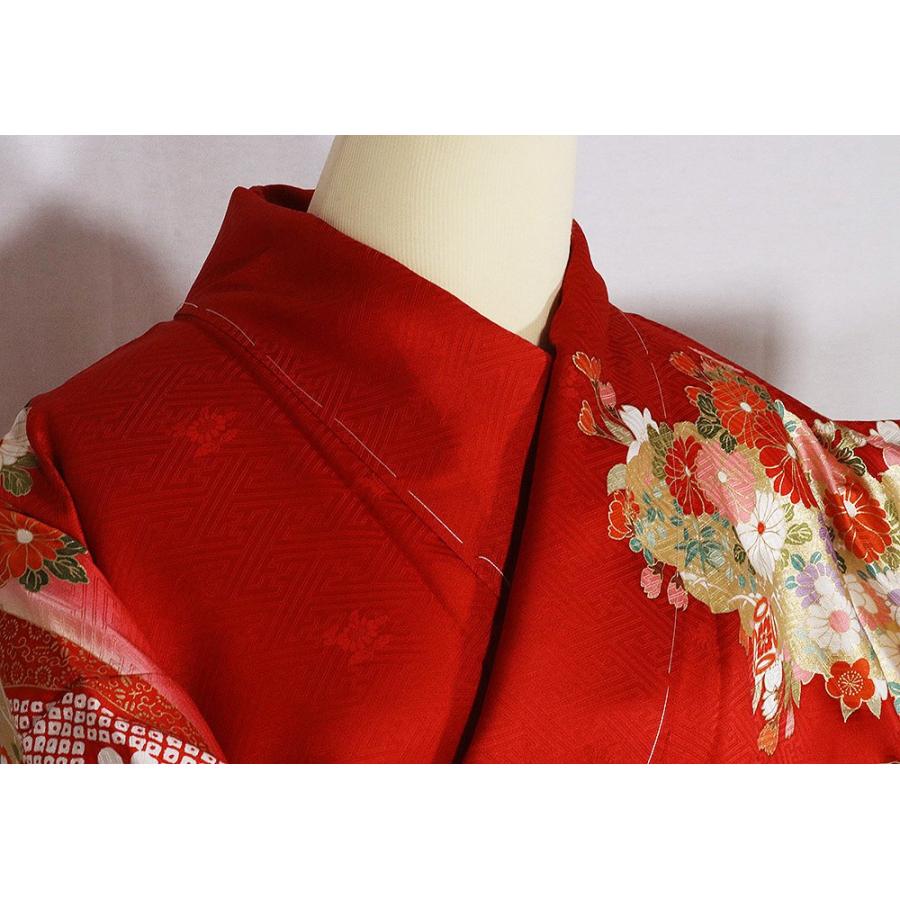 のみちゃん様用　振り袖紅型染め　全通袋帯　黄×金新品重ね襟のセット　正絹　日本製 振袖 帯締め 半襟 セット 成人式 販売 日本製 7点セット 絵羽柄