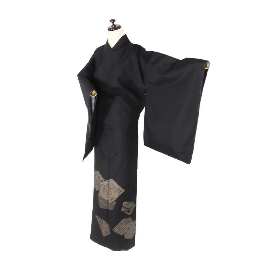 大島紬 かわいい 黒地 あられに椿 7マルキ 本場大島紬 15マルキ 着尺