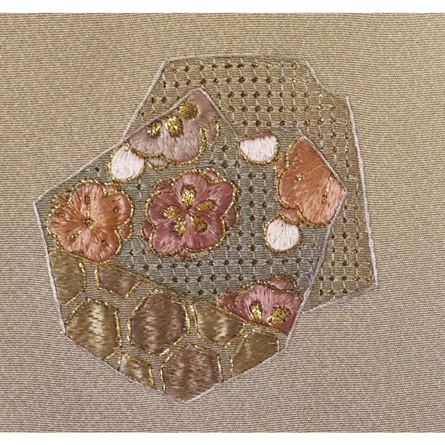 ブランド登録なし 訪問着 袷 正絹 薄緑 紫 緑 三段暈し 蘇州刺 梅 桜  