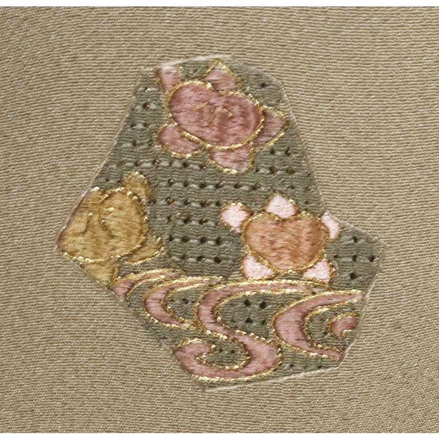 蘇州刺繍の訪問着 雪輪 笹 桐 薄いピンクオレンジ暈し 翠山刺繍