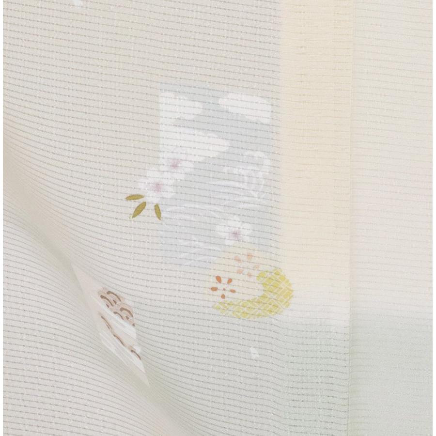 絽 友禅訪問着 正絹 壺金 ベージュ 緑 貝桶 几帳 荒波 松竹梅 Lサイズ ki30687 新品 夏着物 レディース ギフト フォーマル 送料込みの画像