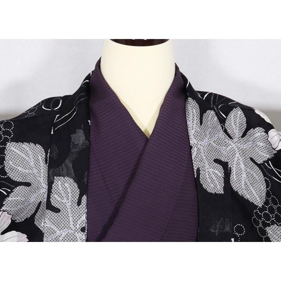 春夏用 紋紗 和装コート 長羽織 正絹 黒 葡萄 ki29309 新品 夏コート はおり Lサイズ レディース シルク ギフト 盛夏 単衣 送料込みの画像