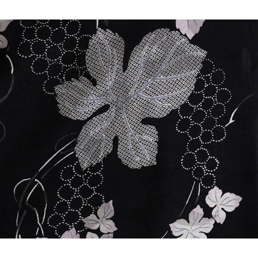 春夏用 紋紗 和装コート 長羽織 正絹 黒 葡萄 ki29309 新品 夏コート はおり Lサイズ レディース シルク ギフト 盛夏 単衣 送料込みの画像