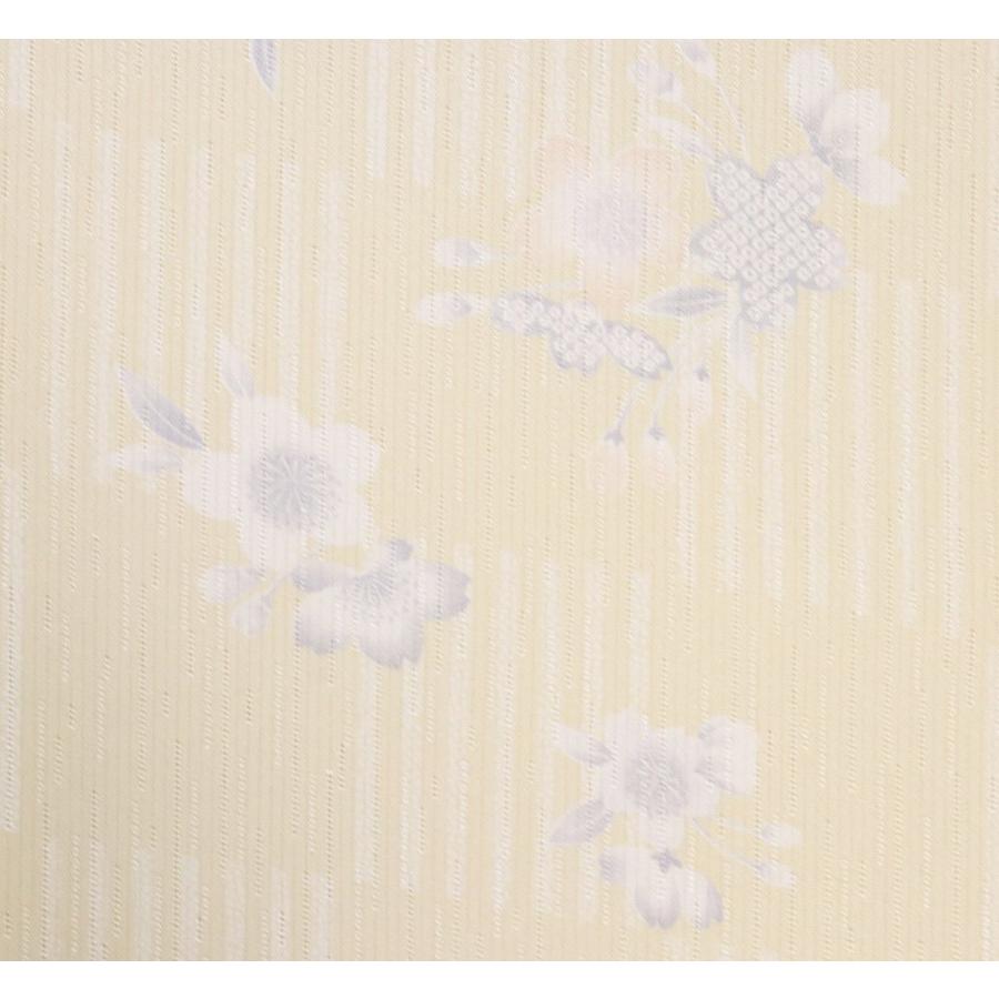小縦絽 小紋 正絹 ベージュ 格子縞 桜 ki29475 Lサイズ 未使用品 盛夏 