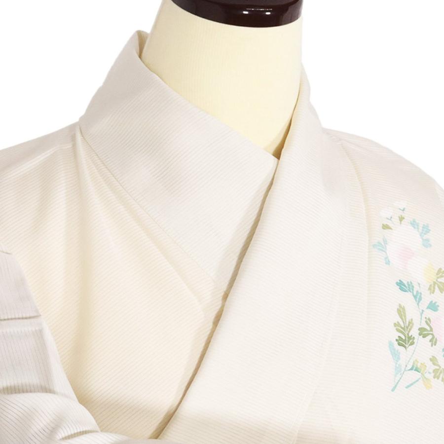 絽 訪問着 正絹 薄いベージュ 草花 菊 桔梗 オミナエシ 撫子 Lサイズ  