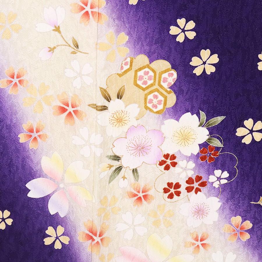 振袖 長襦袢2点セット】 美品黒地 紫 ピンク 花柄 辻ヶ花Lサイズ