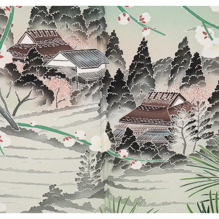 本加賀友禅 堂端勉氏作 色留袖 袷 正絹 ベージュ 紫 手描き友禅 茶屋辻 