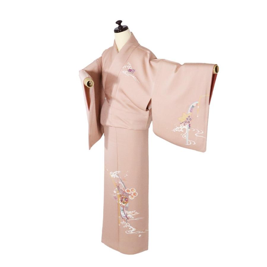 訪問着・袋帯 2点セット 正絹 草花 花鳥図 オフホワイト A-1356 【公式 