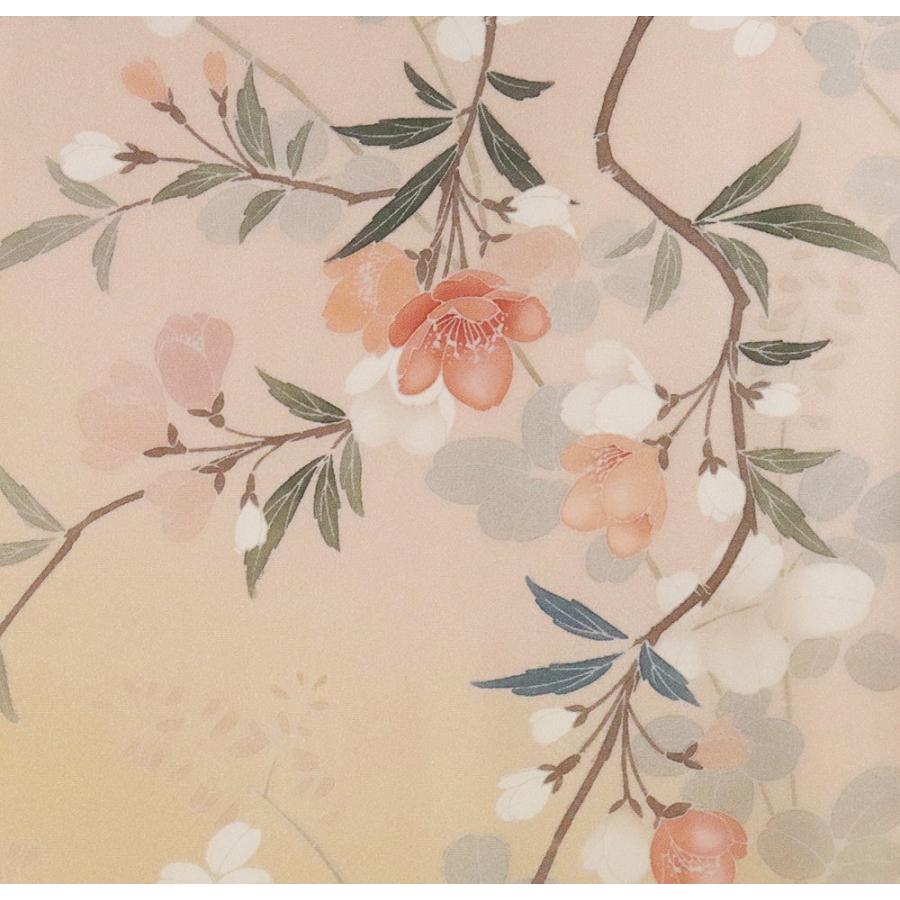 訪問着 袷 正絹 ベージュ ピンク 緑 暈し 桜花 Mサイズ ki29760 新品  