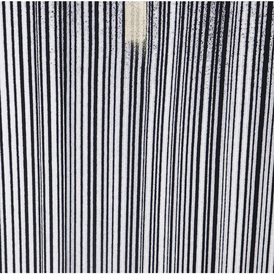 訪問着 袷 正絹 黒 白 縦縞 菊 南天 短冊文 18号 Lサイズ ki29988 新品 ほうもんぎ レディース シルク ギフト フォーマル 送料込みの画像