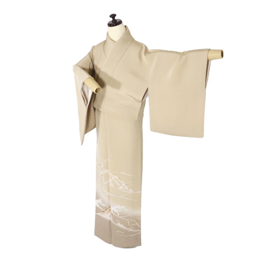 【しつけ付き未使用】 単衣 使い勝手の良いベージュカラー小紋 正絹◇ しつけ付き未使用】 単衣 使い勝手の良いベージュカラー小紋
