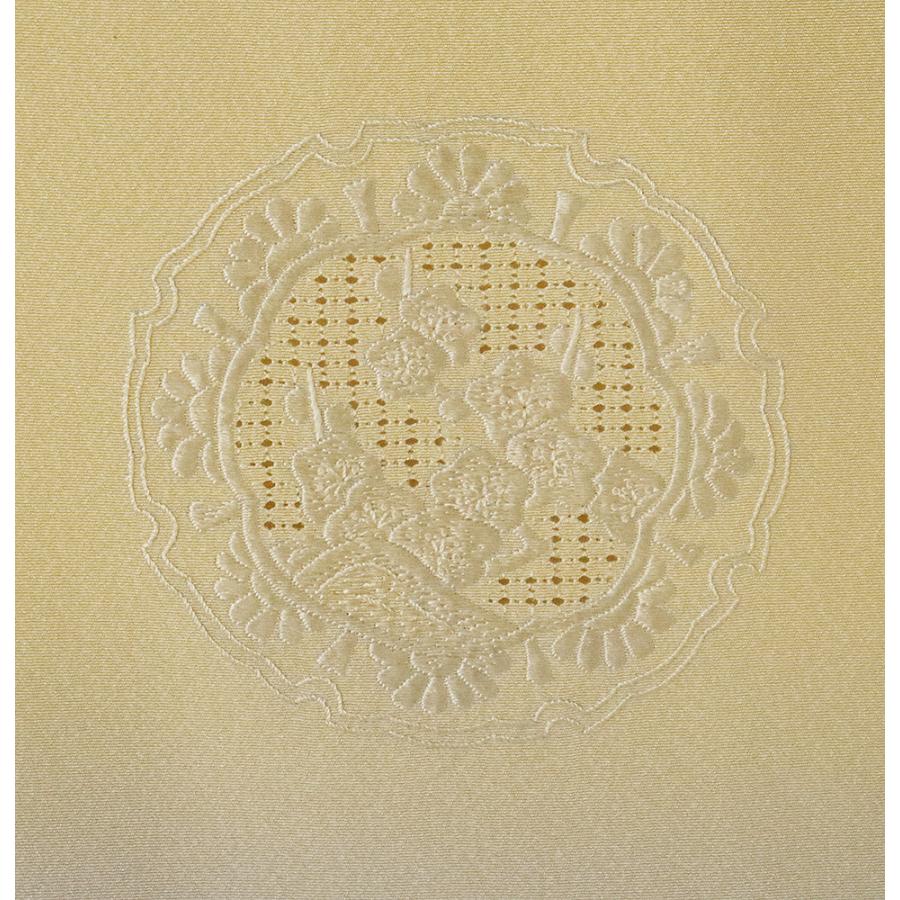 訪問着 袷 正絹 ベージュ 薄紫 抹茶色 三段暈し 刺繍 鏡文 牡丹 菊 笹 梅 Mサイズ ki30969 新品 フォーマル 30代 40代 50代 送料込みの画像
