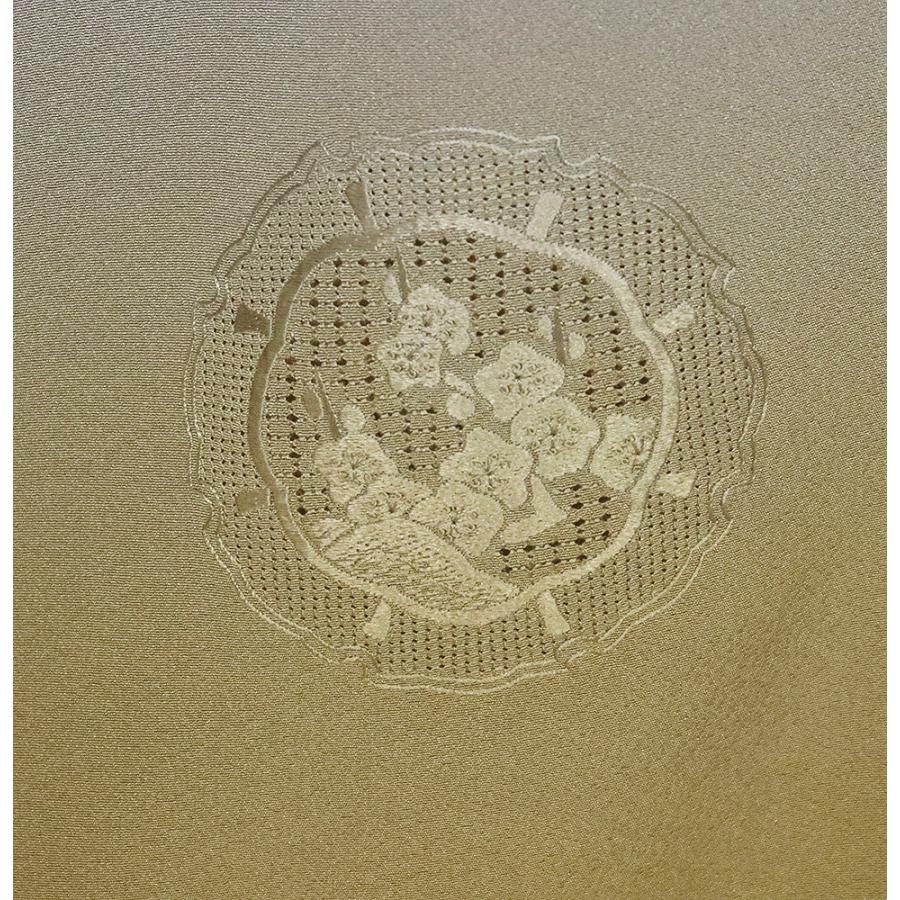 訪問着 袷 正絹 ベージュ 薄紫 抹茶色 三段暈し 刺繍 鏡文 牡丹 菊 笹 梅 Mサイズ ki30969 新品 フォーマル 30代 40代 50代 送料込みの画像