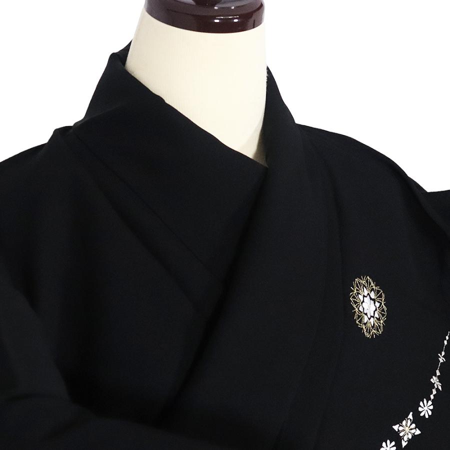 訪問着 袷 正絹 黒 刺繍 華文様 MLサイズ ki30992 新品 日本製 レディース シルク ギフト フォーマル 20代 30代 40代 50代 送料込みの画像