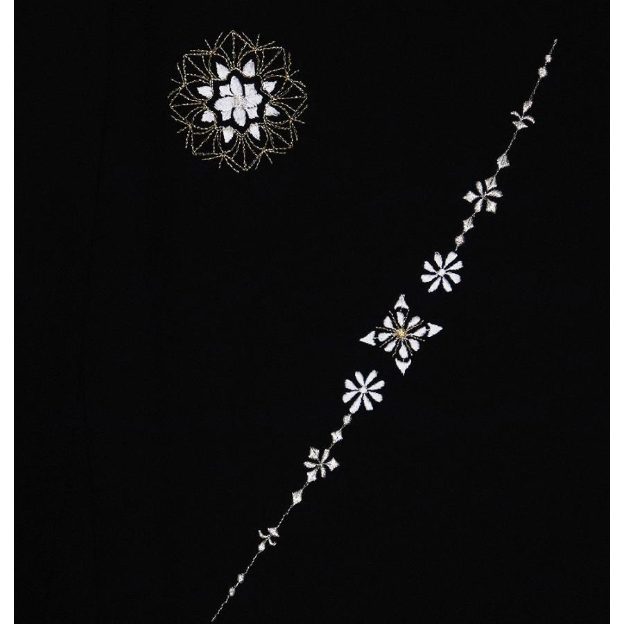 訪問着 袷 正絹 黒 刺繍 華文様 MLサイズ ki30992 新品 日本製 レディース シルク ギフト フォーマル 20代 30代 40代 50代 送料込みの画像