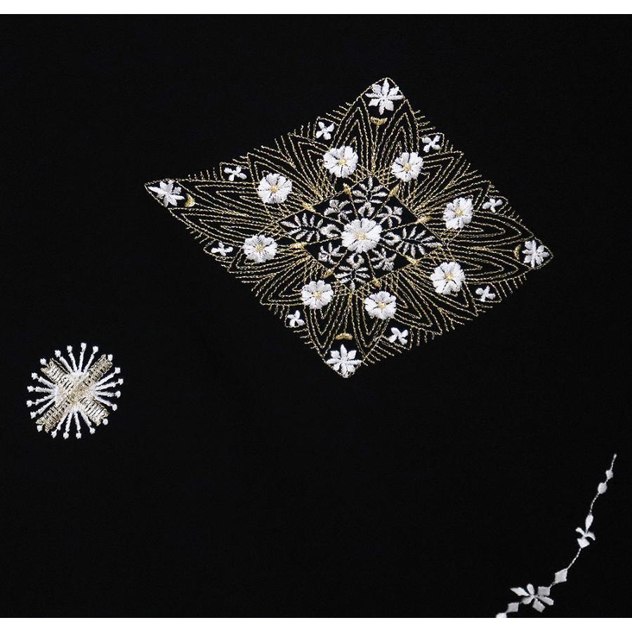訪問着 袷 正絹 黒 刺繍 華文様 MLサイズ ki30992 新品 日本製 レディース シルク ギフト フォーマル 20代 30代 40代 50代 送料込みの画像