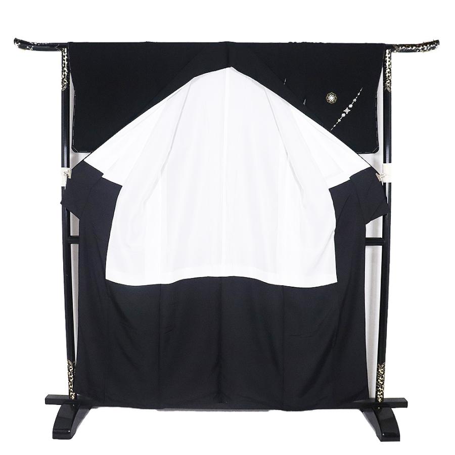 訪問着 袷 正絹 黒 刺繍 華文様 MLサイズ ki30992 新品 日本製 レディース シルク ギフト フォーマル 20代 30代 40代 50代 送料込みの画像