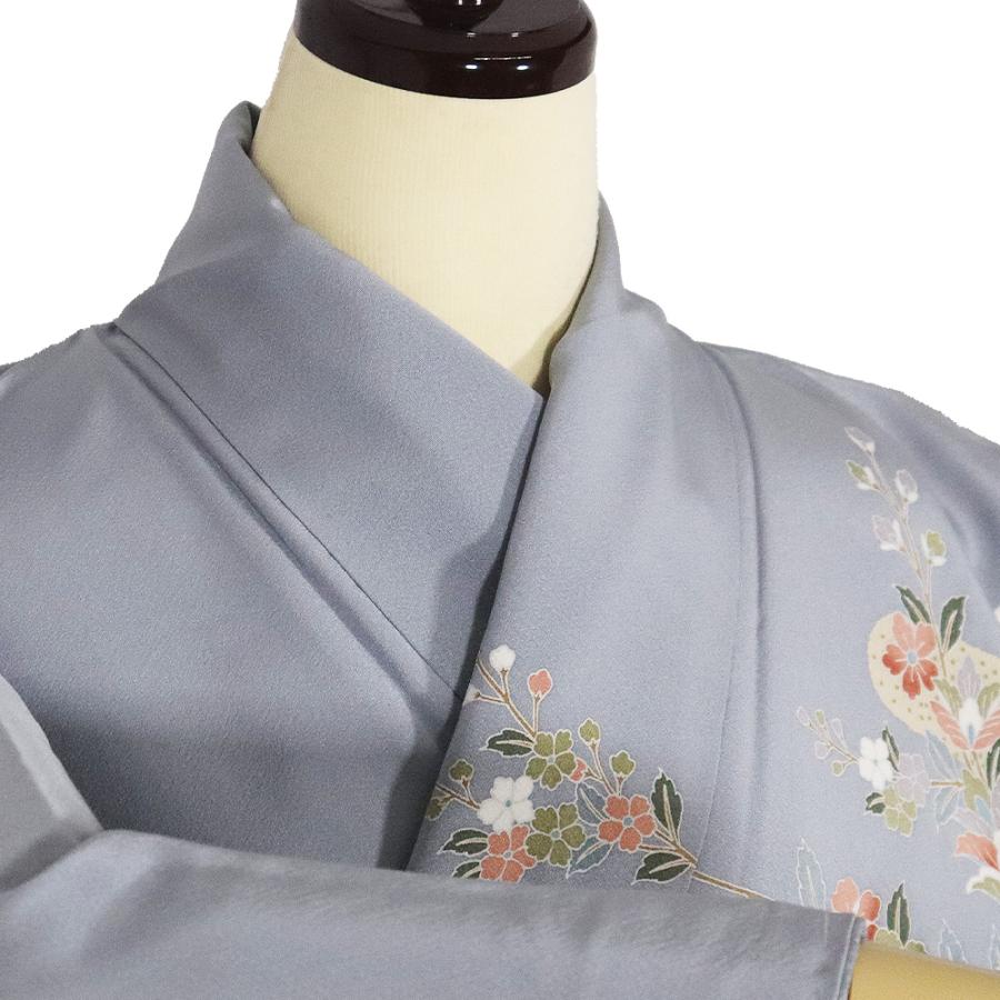 訪問着 袷 正絹 薄グレー グレー パルメット唐草文様 唐花 Lサイズ ki31104 新品 レディース ギフト フォーマル 30代 40代 50代 送料込みの画像