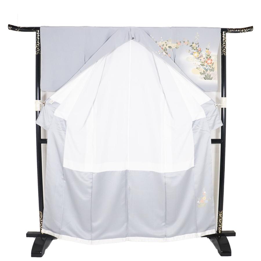訪問着 袷 正絹 薄グレー グレー パルメット唐草文様 唐花 Lサイズ ki31104 新品 レディース ギフト フォーマル 30代 40代 50代 送料込みの画像