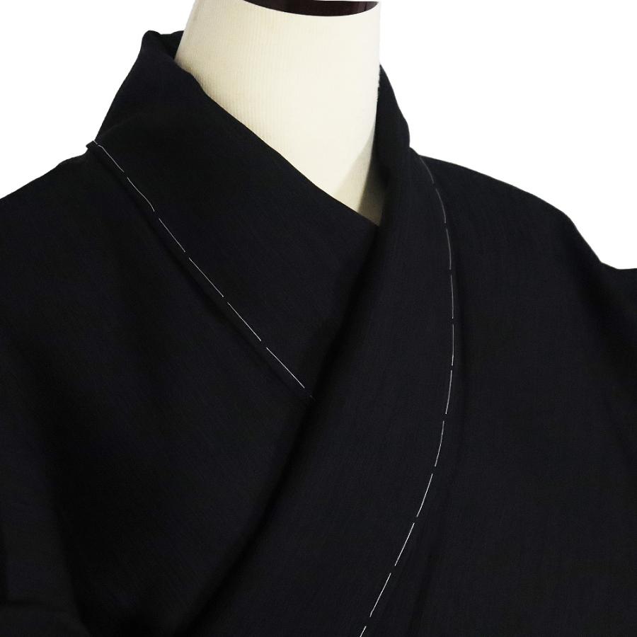 訪問着 袷 正絹 黒 白 暈し ふくれ織縞 蔦の葉 刺繍 銀箔ちらし Lサイズ ki31276 新品 レディース シルク ギフト フォーマル 送料無料の画像
