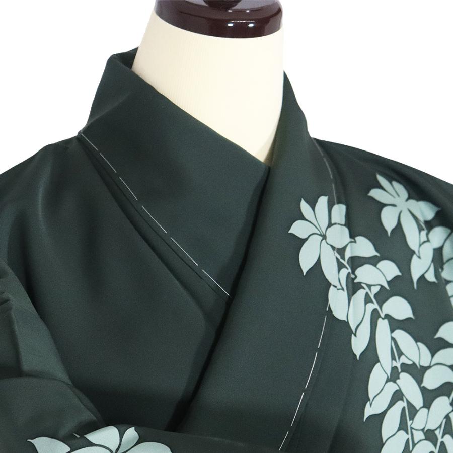 訪問着 袷 正絹 緑 暈し 花 葉柄 Lサイズ ki31557 新品 レディース シルク ギフト フォーマル 公式行事 30代 40代 50代 送料無料の画像