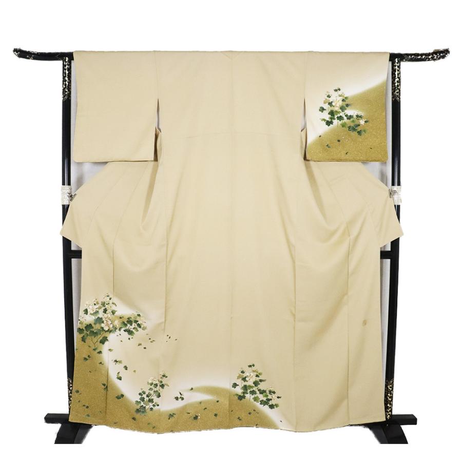 訪問着 袷 正絹 薄緑 白 緑 暈し 漆箔 蘭 Lサイズ ki31642 新品 着物 レディース シルク ギフト フォーマル 30代 40代 50代 送料無料の画像