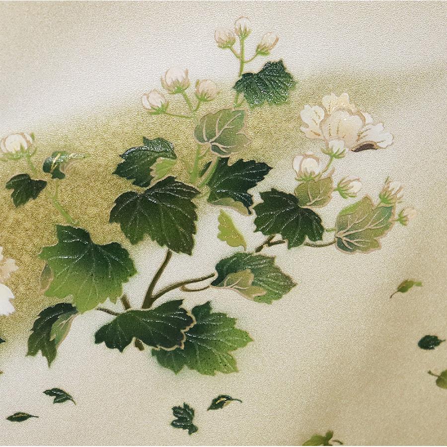訪問着 袷 正絹 薄緑 白 緑 暈し 漆箔 蘭 Lサイズ ki31642 新品 着物 レディース シルク ギフト フォーマル 30代 40代 50代 送料無料の画像