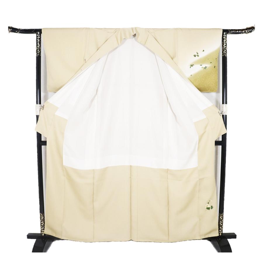 訪問着 袷 正絹 薄緑 白 緑 暈し 漆箔 蘭 Lサイズ ki31642 新品 着物 レディース シルク ギフト フォーマル 30代 40代 50代 送料無料の画像
