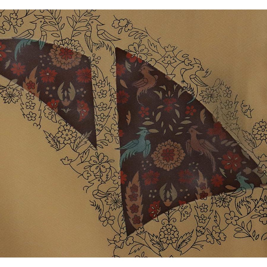 訪問着 袷 正絹 薄茶 花喰鳥 唐花 パルメット唐草文様 Lサイズ ki31682 新品 着物 レディース シルク ギフト フォーマル 送料無料_7