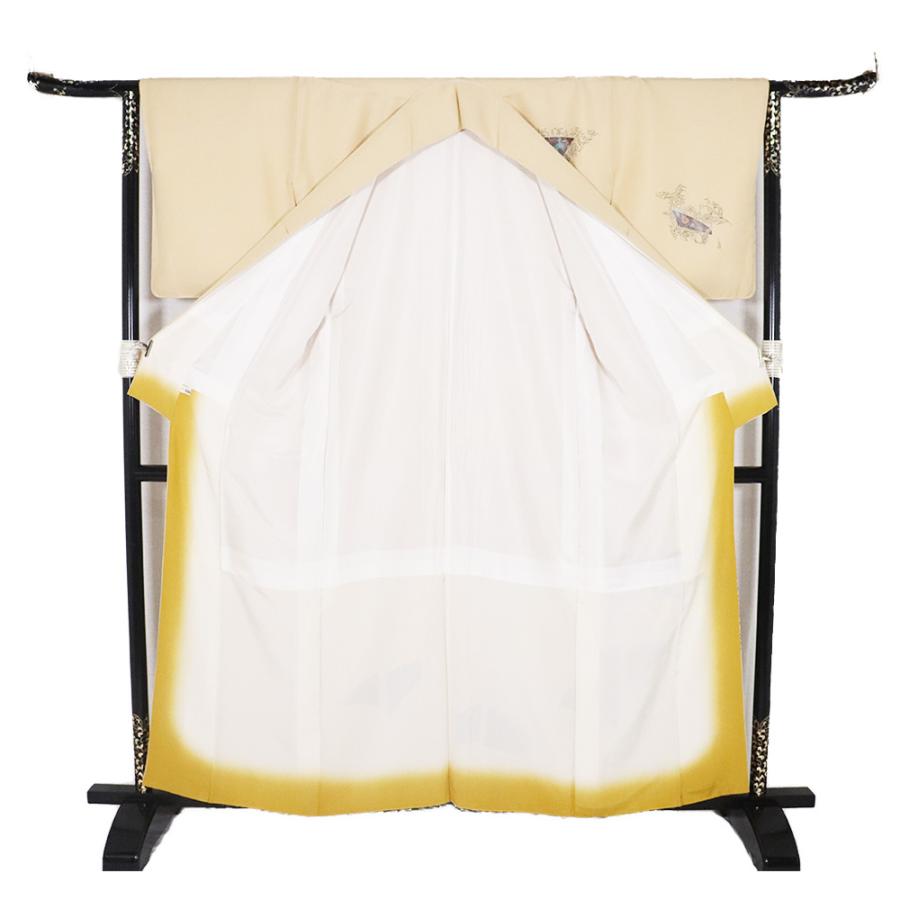 訪問着 袷 正絹 薄茶 花喰鳥 唐花 パルメット唐草文様 Lサイズ ki31682 新品 着物 レディース シルク ギフト フォーマル 送料無料_9