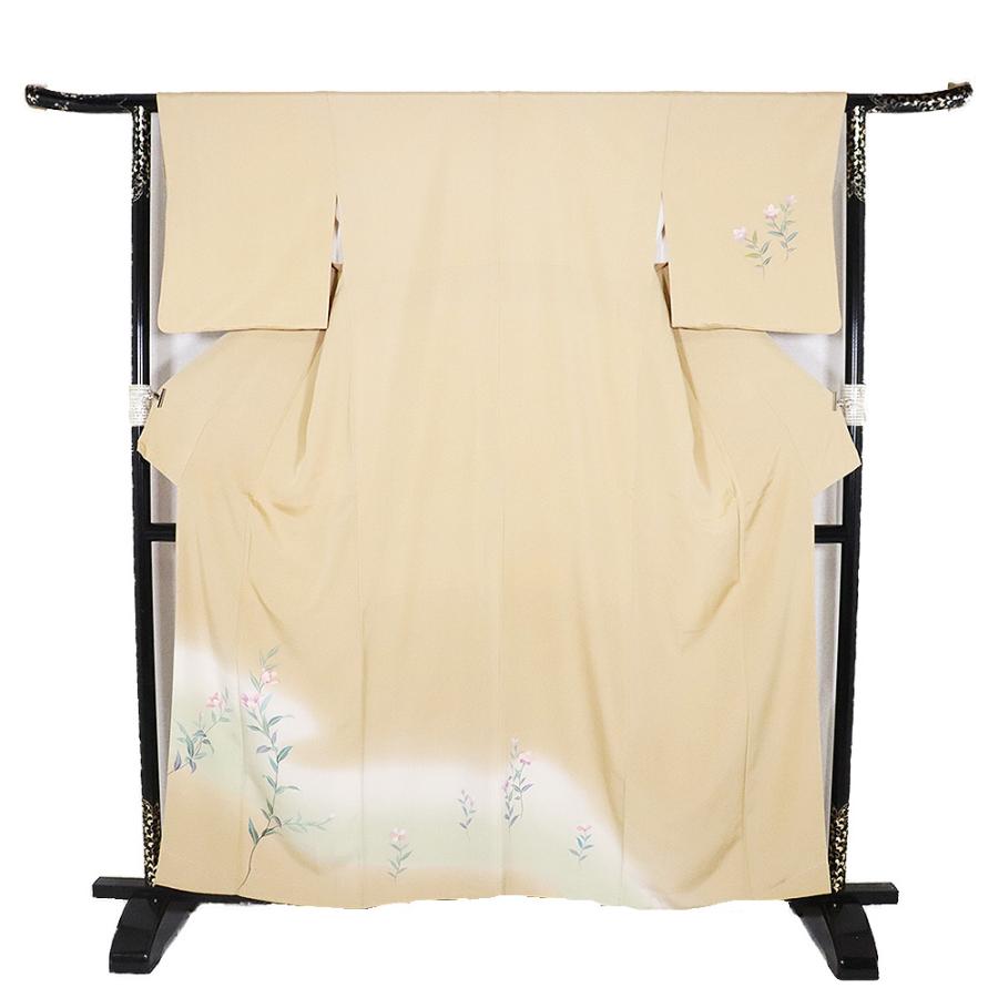 訪問着 袷 正絹 ベージュ 薄緑 白 暈し 花柄 MLサイズ ki31718 未使用品 レディース シルク ギフト フォーマル 30代 40代 50代 送料無料_3