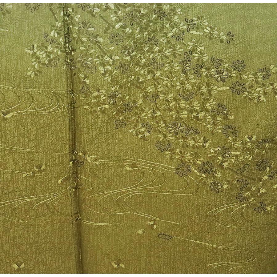 訪問着 袷 正絹 薄抹茶色 グレー 緑 暈し 刺繍 小菊 小梅 Lサイズ ki31823 新品 日本製 レディース シルク ギフト フォーマル 送料無料の画像