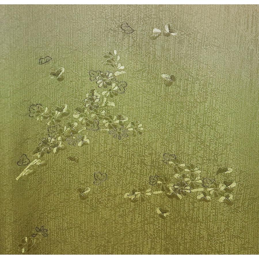 訪問着 袷 正絹 薄抹茶色 グレー 緑 暈し 刺繍 小菊 小梅 Lサイズ ki31823 新品 日本製 レディース シルク ギフト フォーマル 送料無料の画像