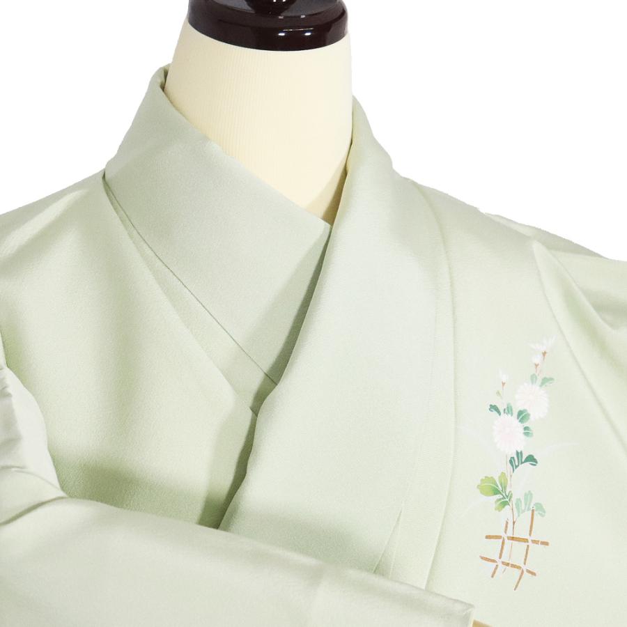 訪問着 袷 正絹 薄緑 暈し 牡丹桜 菊 藤 Lサイズ ki31825 新品 日本製 レディース シルク ギフトフォーマル 30代 40代 50代 送料無料の画像