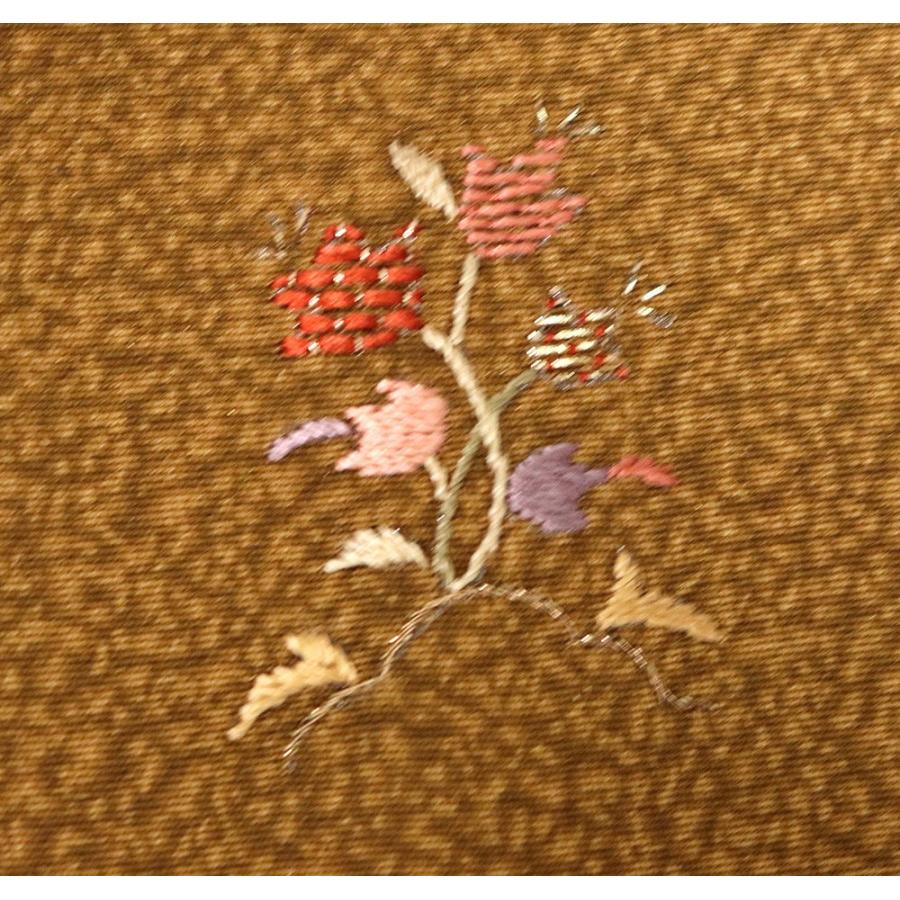 単衣 訪問着 正絹 緑 金茶 赤茶紫 金箔 竹屋町刺繍小花 Lサイズ ki31987 新品 夏着物 レディース シルク ギフト フォーマル 送料無料の画像