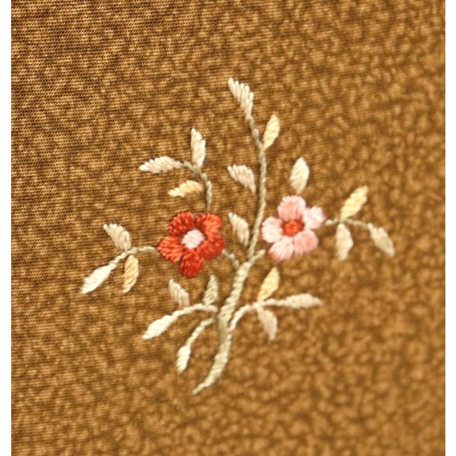単衣 訪問着 正絹 緑 金茶 赤茶紫 金箔 竹屋町刺繍小花 Lサイズ ki31987 新品 夏着物 レディース シルク ギフト フォーマル 送料無料の画像