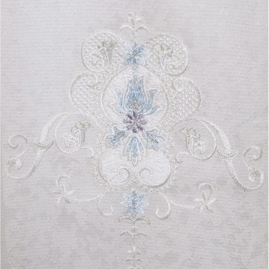 単衣 訪問着 正絹 白 銀糸通し 刺繍 華文 パルメット唐草文様 トールサイズ ki32036 新品 レディース シルク ギフト フォーマル 送料無料の画像