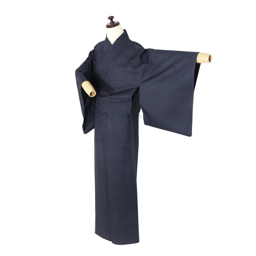 単衣 伝統保存工芸品 本場大島紬 泥大島紬 正絹 濃紺 万寿菊 Sサイズ 