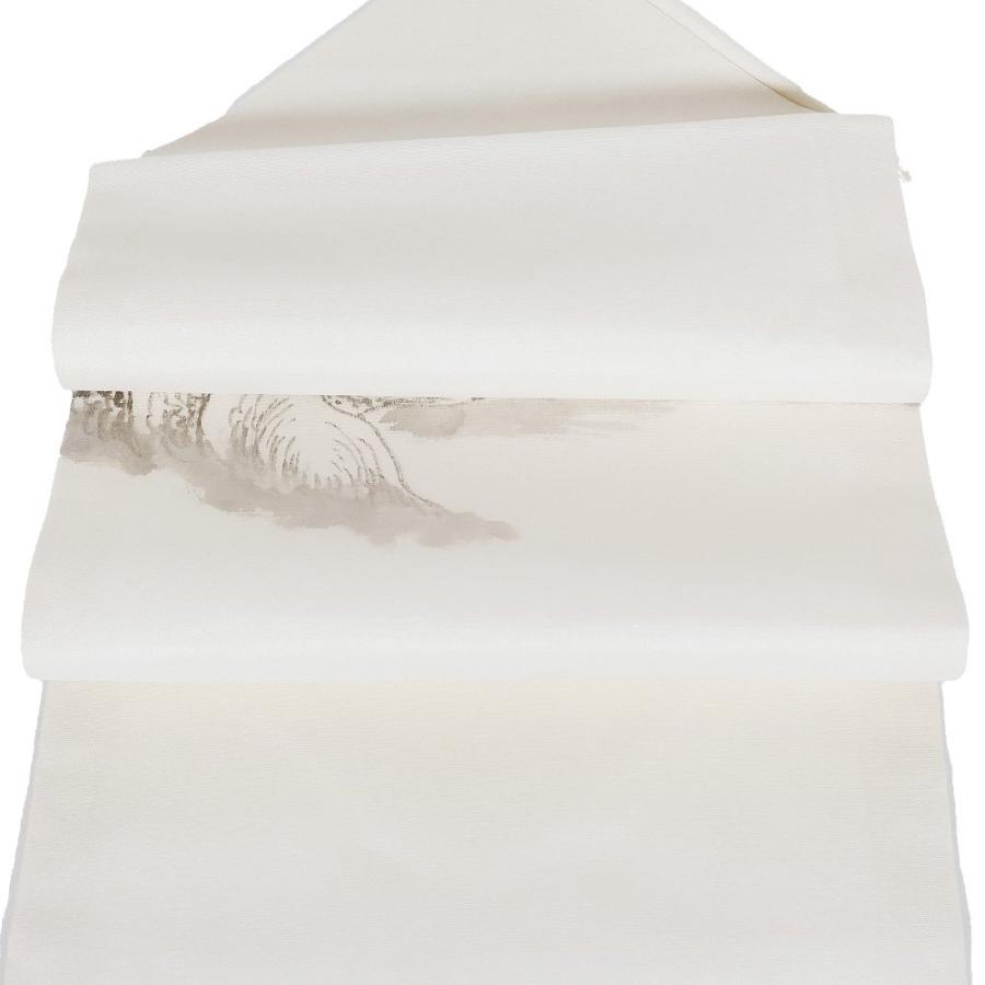 紗 名古屋帯 正絹 水墨画 山水画 N2403 新品 夏帯 Lサイズ 夏着物 