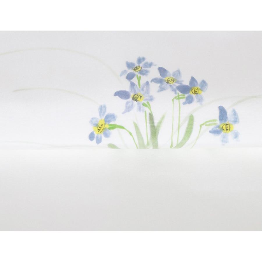 塩瀬名古屋帯 正絹 白 手描き草花 MLサイズ N2682 新品 なごやおび nagoyaobi レディース シルク ギフト 送料込み_7