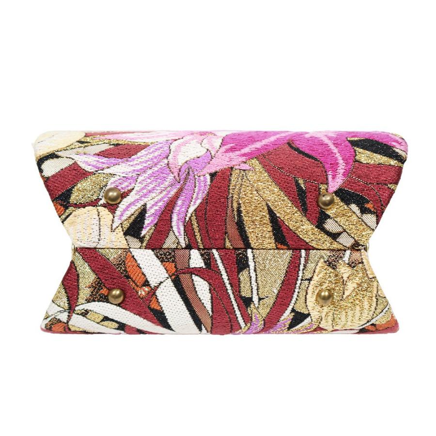 振袖用 草履 バッグ セット 正絹 帯地 黒 金 紫 ピンク 花柄 F