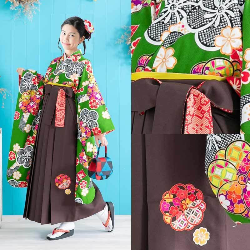 子供用 袴 ジュニア袴 2点セット 灰緑鳳凰】 販売品 小学生袴 低身長さんも