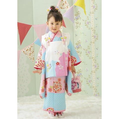 レンタル落ち販売】着物 3歳 被布 女の子 被布セット レトロ 花柄 式部
