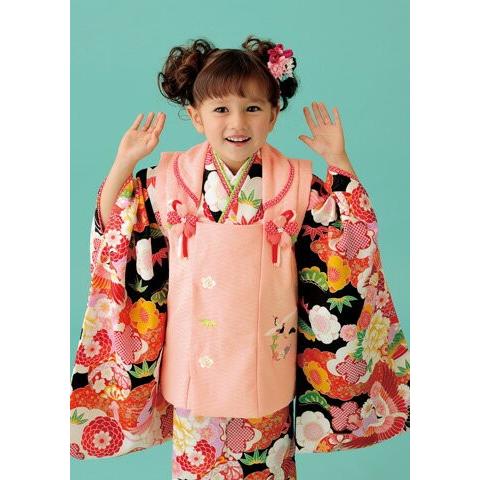 にじいろ様の専用です（黒色の被布） レンタル落ち販売】着物 3歳 被布 女の子 被布セット レトロ 花柄 式部