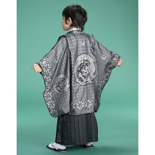 七五三 5歳 男の子 昇り龍 袴 着物 フルセット 付属品一式 京都瑠璃雛菊 高級 正絹 七五三 男の子 昇り龍 5歳 袴 着物 セット