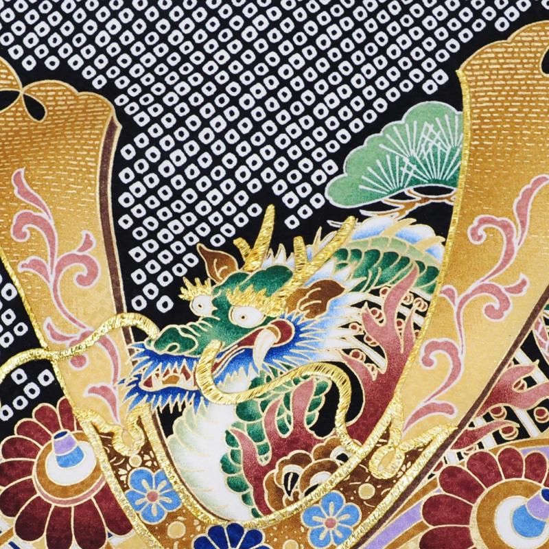 お宮参り 男の子 着物 のしめ 産着 ポリエステル 初着 うぶぎ 襦袢付き 金刺繍入り 黒 疋田 兜 かぶと 男児 祝い着 男 赤ちゃん ベビー bn ubugi11 z_5