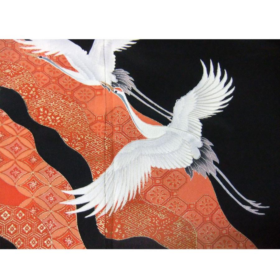 黒留袖レンタル 鶴 結婚式 母親 親族 姉 妹 正絹 高級 振袖 訪問着 卒業式 